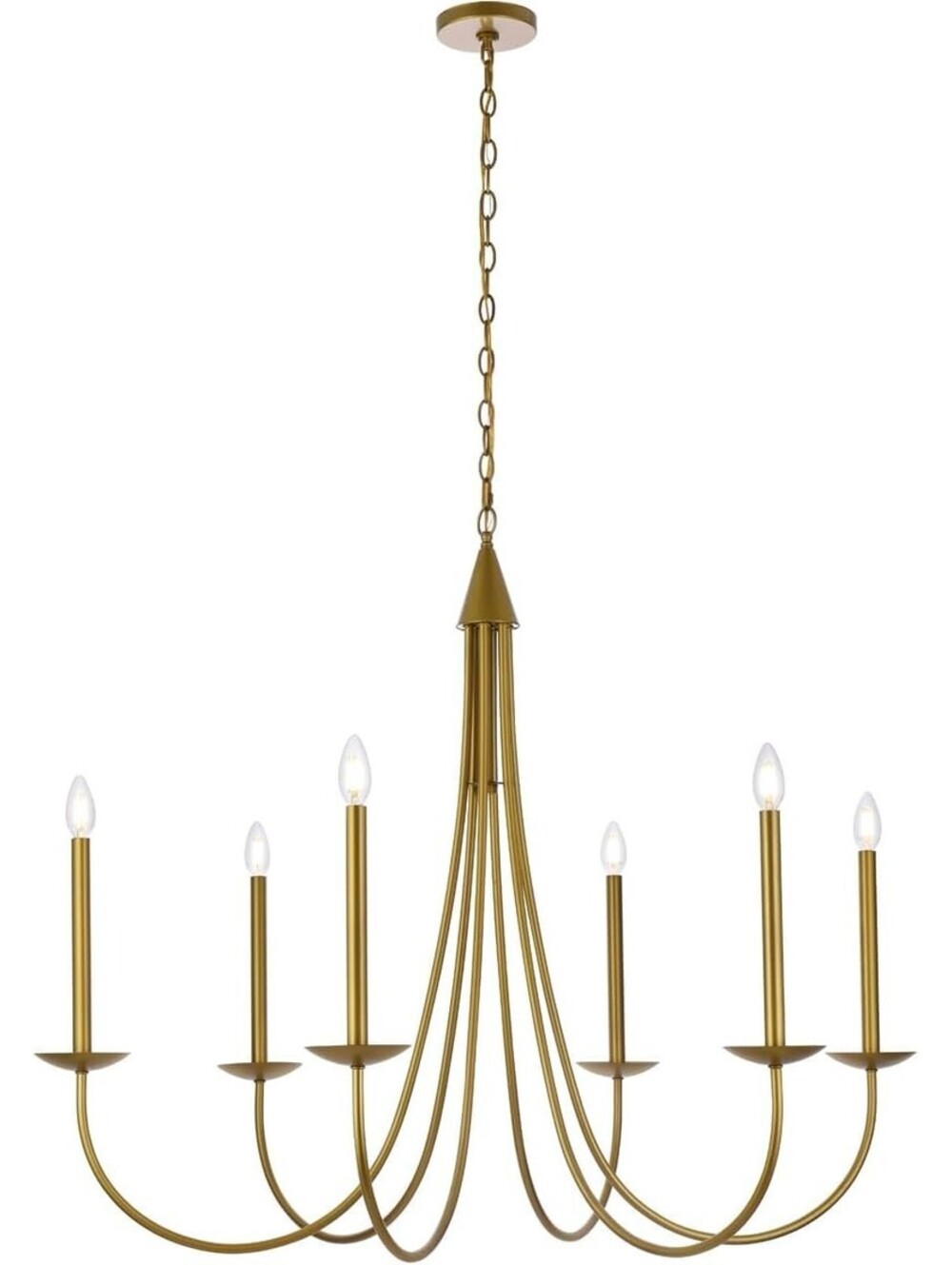 Living District Cohen 6-Light Mid-Century Metal Pendant Brass Finish